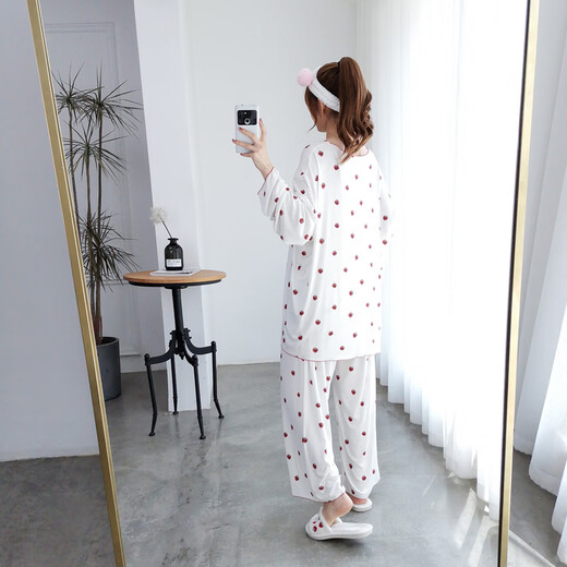 Langsha (Langsha) Fat Girl Pajamas de gran tamaño para mujeres Mangas largas Lindo versión coreana Luz Fat 200 Jin [Jin equivale a 0.5 kg] Juego de ropa para el hogar Número de artículo White 16819 L (110-160 Jin [Jin equivale a 0.5 kg])