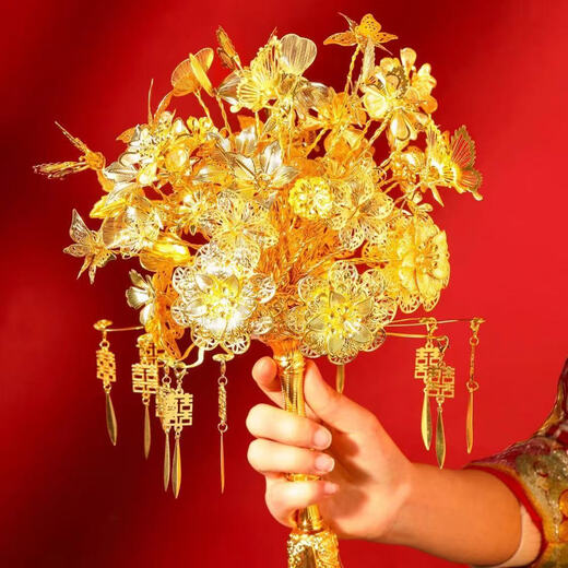 Cup Horse Bride Hochzeitsblüten mit Blumen Hochzeit DIY Golden Neu Hochzeit XiUhe bester Freund Chinesischer Gold Goldener Zweig Jade Leaf (fertiges Produkt + High-End-Geschenkbox)