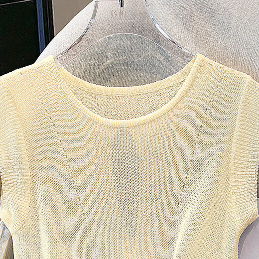 
Cypress House round neck sweater 2025 summer new women's fashion hollow short sleeve gentle sweet top