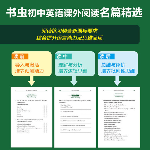 Bookworms aktualisierte Version der klassischen Auswahl an außerschulischen Leseklassikern für die Junior High School Englisch-Chinesisch in Oxford (Set mit 14 Bänden, mit gescanntem Audio, Antworten auf Übungen): Der Zauberer von Oz, Die Abenteuer von Tom Sawyer, Aladdin und die Wunderlampe, Robinson Crusoe, Die kleine Prinzessin, Les Miserables, Sherlock Holmes, Alice im Wunderland