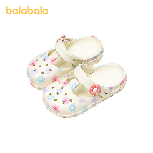 Balabala children's shoes children's clogs non-slip girls' sandals 2025 summer new shoes sweet floral off-white 10301 17