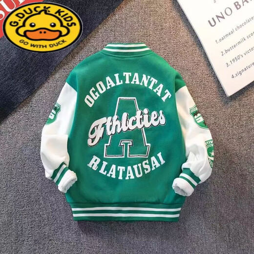 G.Duckkids Chaqueta para niños Spring and Autumn New Children's Clothing Boys Clothing Autumn Medium y grande uniforme de béisbol para niños Jaqueta de la calle frita Negro Un abrigo de uniforme de béisbol 120 Altura recomendada 112 cm