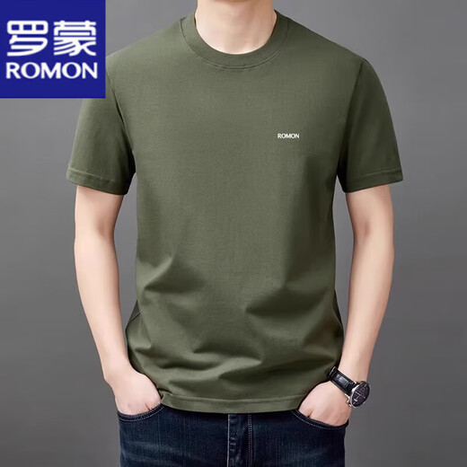 罗蒙（ROMON）短袖t恤男夏季新款中青年圆领宽松透气半袖上衣服休闲凉感体恤衫 YS9929蓝色【带标】 L 110【120-140斤】