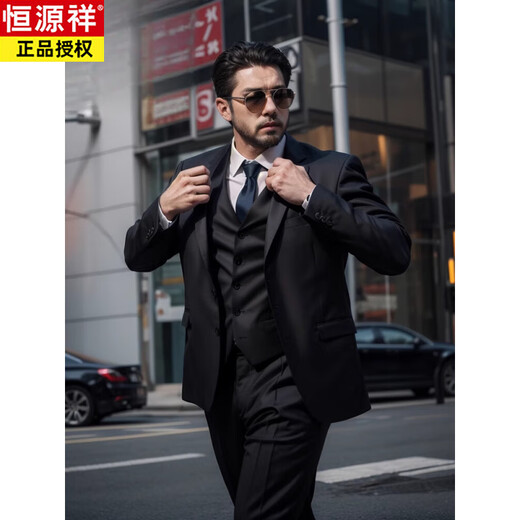 恒源祥胖子大码正装西装男感马甲加肥加大西服套装单西上衣休闲西裤 藏青色 单西 6XL 建议220-240斤