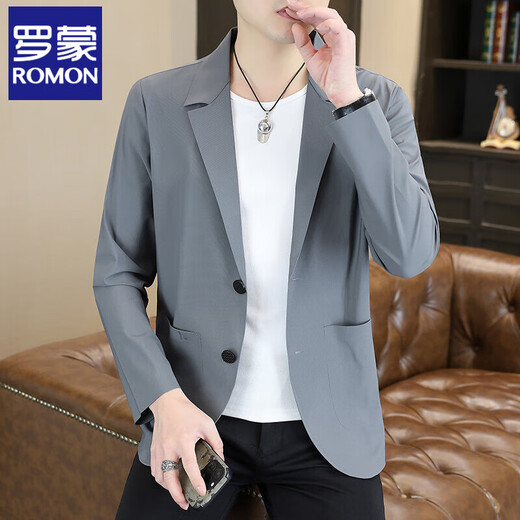 
ROMON (ROMON) ice silk traceless small suit men's solid color thin sun protection suit jacket for teenagers summer trendy casual sun protection jacket 698 black [Jinmin traceless/high quality] 3XL [about 170-190Jin [Jin equals about 0.5 kg]]