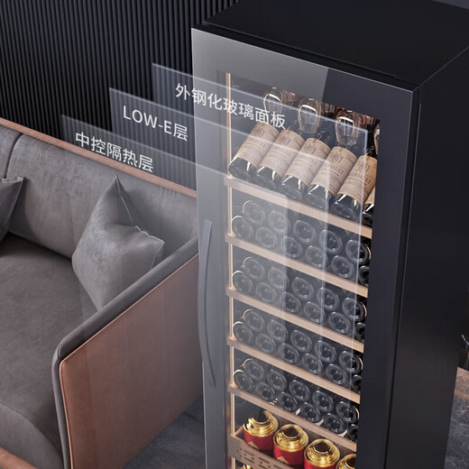 Bai Kailun red wine cabinet first-class energy efficiency constant temperature wine cabinet zero embedded home commercial living room display cabinet wine preservation refrigerator dual temperature air-cooled frost-free tea beverage white wine and foreign wine dual temperature zone 丨 red wine and tea 丨 60 bottles LOW-E anti-fog door