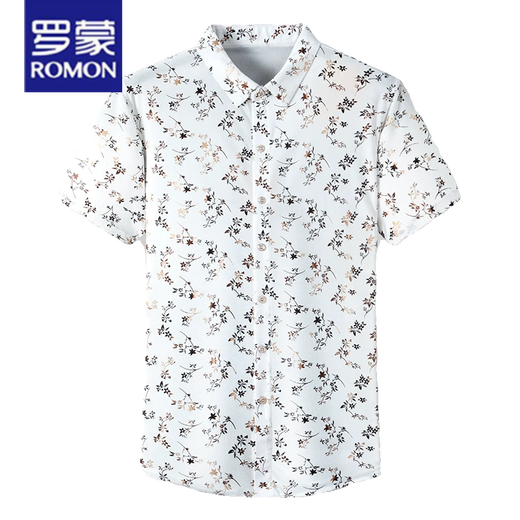 罗蒙（ROMON）25夏季新款男装短袖衬衫薄款衬衣时尚潮流休闲爸爸装上衣 9898金色 XL 175