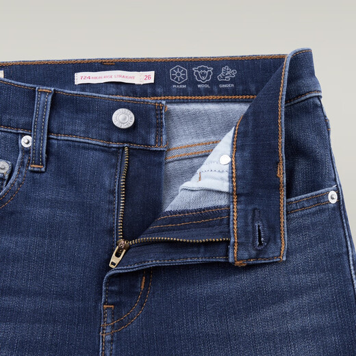 李维斯（Levi's）女士724高腰直筒修身美式复古休闲通勤深蓝色牛仔裤 深蓝色 24 28