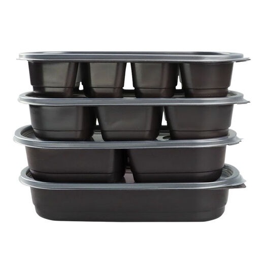 
New disposable lunch box rectangular Japanese packaging box takeaway fast food box sushi bento box plastic partition SZ1047 double grid with lid 550ml 500 sets