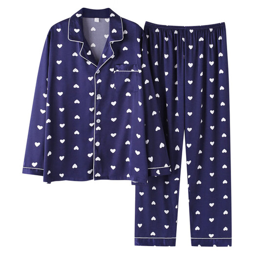 Modales Pyjamas mittleren und älterer und älterer Vater für Männer im Frühjahr und Herbst, dünne langärmlige Home-Kleidungsstück im mittleren Alter, dunkelblau Cy9901 L Code-Vorschläge [100-140b