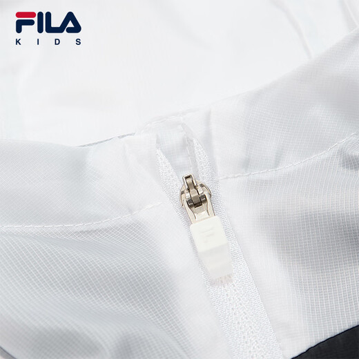 FILA Children's Sun Protection Clothing 2025 Autumn New Loose Woven Hooded Jacket for Boys, Middle and Large Children Jade White-WT 160