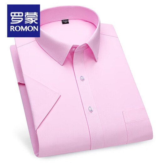 ROMON ice silk short-sleeved shirt men's plaid thin middle-aged business formal wear casual no-iron suit shirt fashionable men's clothing DX6625 38