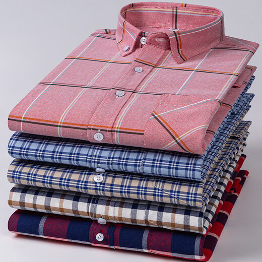 Spring and Autumn Pure Cotton Shirt Men's Long Sleeve Middle-aged Solid Color Dad Cotton Casual Men's Oxford Spun White Striped Shirt NJF-1801 39