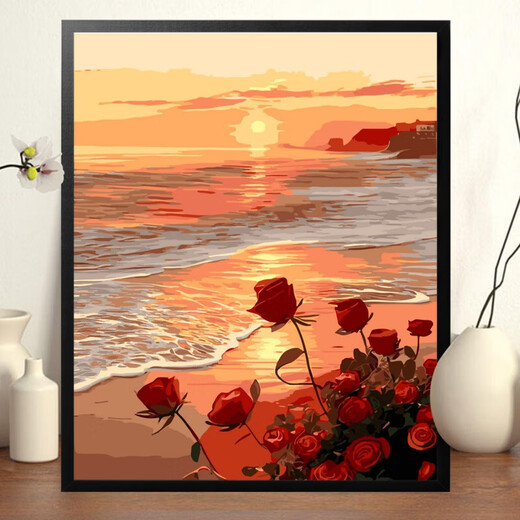 OUOETY digital oil painting flowers landscape cartoon hand-painted filler handmade acrylic oil painting decorative painting H1049 tulips H1049 tulips 30*40 black and white solid wood thin painting board + pigment pen