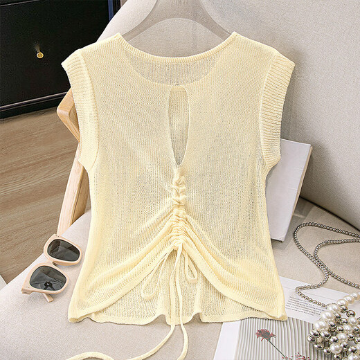 
Cypress House round neck sweater 2025 summer new women's fashion hollow short sleeve gentle sweet top