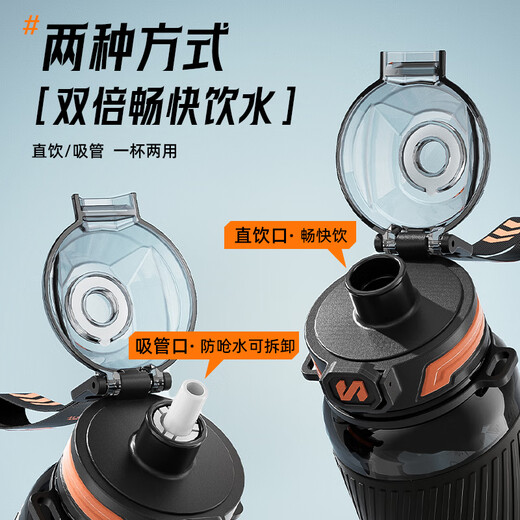 NRMEi Sports Water Cup Extra Large Capacity Men's Tritan Summer High Temperature Resistant Outdoor Water Bottle Fitness Large Straw Cup