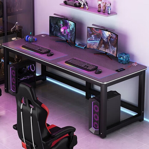 Jiaoqi Cat Computer Desk Desktop Double Desk Bedroom Simple Desk Internet Cafe Game Table and Chair Set Carbon Fiber Gaming Table Single Desk Length 140 Width 70 Height 74