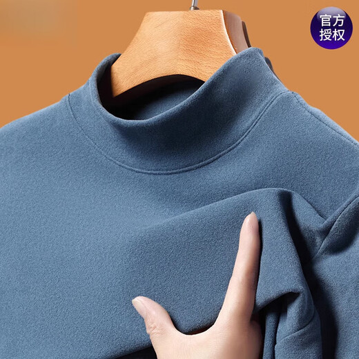 Pierre cardin double-sided German velvet long-sleeved T-shirt for men 2025 autumn and winter inner warm top half turtleneck base shirt sweater 9901 foglan M 16590-120Jin [Jin equals 0.5 kg]