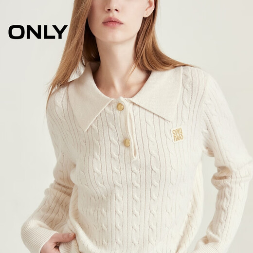 ONLY ONLY2024 autumn woolen college style pullover lapel loose knitted sweater for women|125313041
