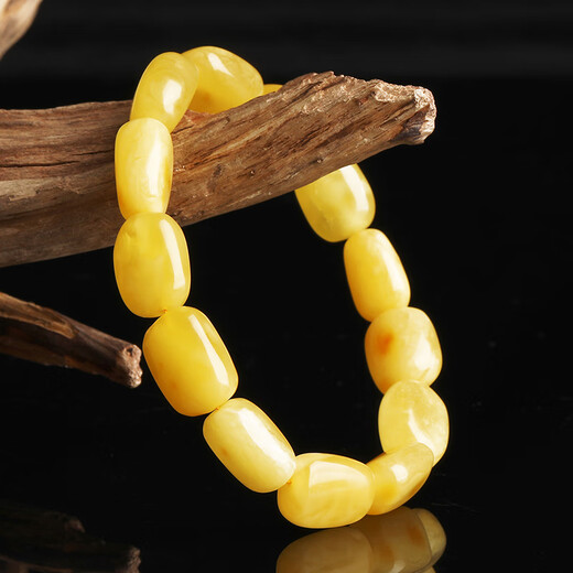 Yanyun Jewelry Shape-shaped Beeswax Bracelet Natural Raw Stone Amber Full Honey Chicken Butter Yellow Buddha Bead Single Circle Bracelet for Men and Women 20-23g