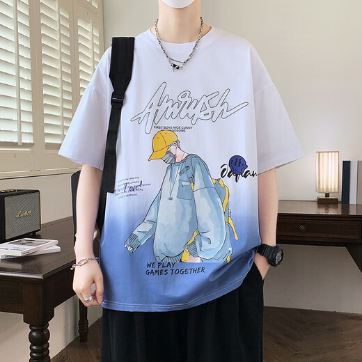 凡客诚品夏季短袖t恤男13初中学生12-15岁纯棉半袖青少年潮牌大童男装上衣 693米色 M 80-95斤