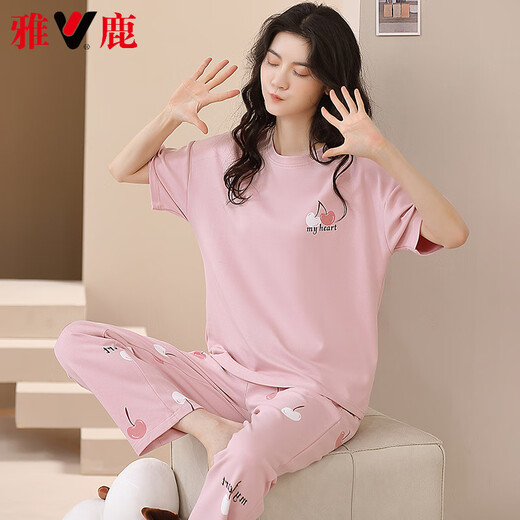 Yalu High-End New Pyjamas für die Sommer-Kurzärmer-Hose für Frauen im Sommer für Frauen für Frühlings-, Herbst-, Sommer- und Sommer-Dünnhaus-Kleidungsstücke ZH-9721 M