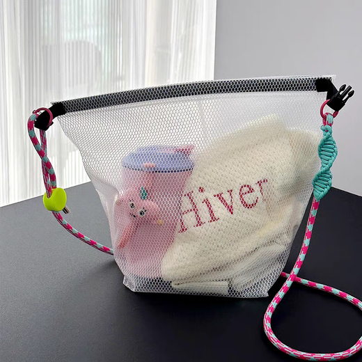 Laishuhui swimming bag, waterproof, dry and wet separation, fitness large capacity beach portable portable seaside travel storage toiletry bag, large white pink bag + diagonal rope