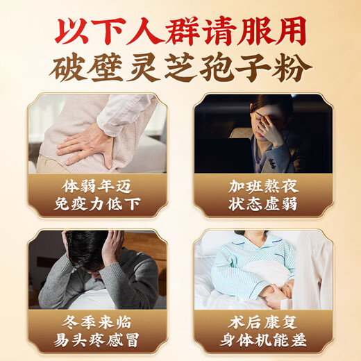 北京同仁堂破壁灵芝孢子粉 增强免疫力成人中老年人手术后恢复营养品灵芝粉 4盒 120g 【老人礼物实用送长辈】