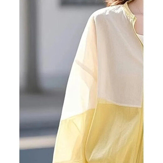 Woodpecker (TUCANO) 2025 summer new design contrast color splicing sunscreen short jacket for women loose and loose versatile long-sleeved top main picture color S recommended 80-100 Jin [Jin equals 0.5 kg]