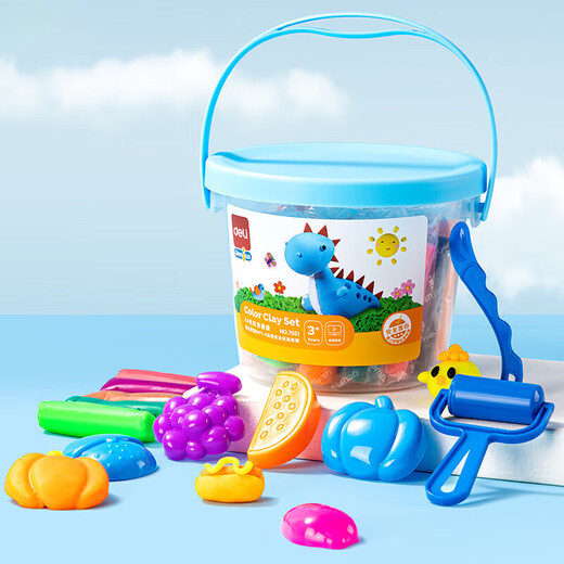 Deli 24 Color Mud Set Toys Pasking pour enfants avec une texture douce et doux Ultra Light Argile Faire à la main Toys en argile bricolage garçons et filles bleu 7031