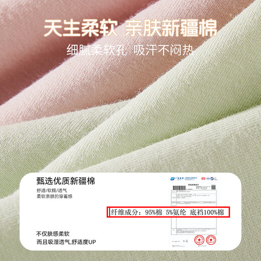 雅鹿内裤女士纯棉10A抑菌100%棉裆中腰女生内裤日系女内裤三角裤5条L