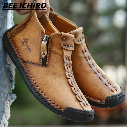 Bee Ichiro Chaussures en cuir décontracté pour hommes Automne Cuir One-Fot Business Casual Cuir Soft Soft Sof Sole Chaussures Chaussures pour hommes 6625 Bleu 41