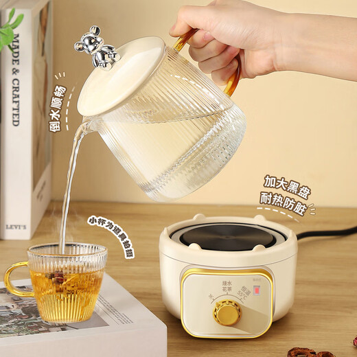 Mini fully automatic health pot tea kettle for stewing, all-in-one tea kettle, kettle, office small all-glass flower teapot, thermostatic kettle for one person, 2025 new kettle, smart model + automatic heat preservation 0.65L + glass tea leakage