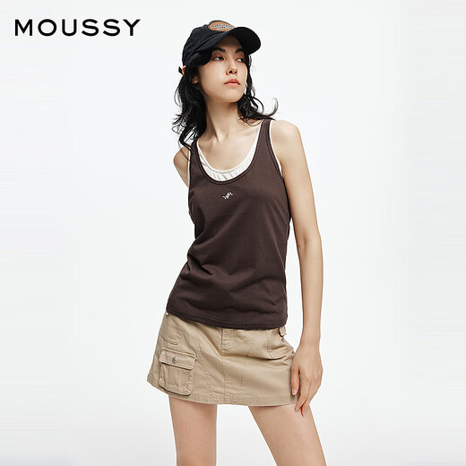 MousSy x Studiowear2025 Été Nouveau produit en deux pièces Set Simple Vest 028isa80-3881 060 Brown S