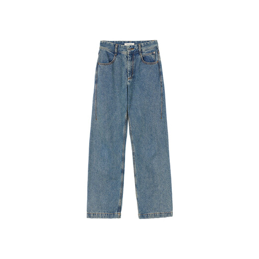 Keigan/Eröffnungsraum Ruf Gott Hosen vier Jahreszeiten importiert japanische modische Drei-Druck-Linie hohe Taille Straight Jeans Frauen VTG Fliesen Blau M 36