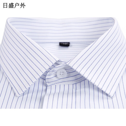 何佳功建行工作服女式正装领白底蓝色竖条纹短袖衬衫方领修身银行工作服 3882女V领修身浅兰斜纹长袖 43(180_104A)