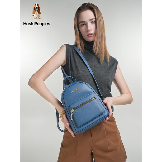 暇步士（Hush Puppies）女包2025新款大容量真皮双肩包女时尚休闲出游旅行包小背包官方正 黑色.