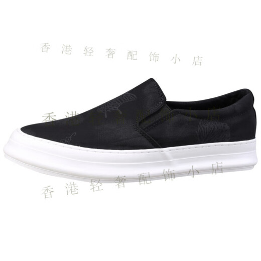 Klwpps lienzo zapatos espesos suela para hombres un pie pedal lienzo zapatos beijing zapatos para hombres primavera transpirable zapatos perezosos de la luz de moda 100 negros (estilo de lona) 8083 38