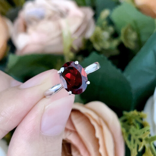 CAJJ Francois 2.2 carat garnet ring 925 silver simple style 4 prong setting natural colored gemstone daily commuting gift Hong Kong 15#