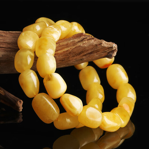 Yanyun Jewelry Shape-shaped Beeswax Bracelet Natural Raw Stone Amber Full Honey Chicken Butter Yellow Buddha Bead Single Circle Bracelet for Men and Women 20-23g