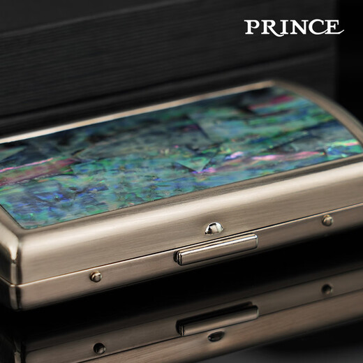 Prinz Zigarettenschachtel dicke, mittlere und feine Zweig Prince Anti-Druck tragbare High-End-Kreativpersonalisierte Zigarettenschachtel Metall Messing Schutzhülle Echtes Leder YHC12113 Einseitige blaue Schale 12 dicke Zigaretten