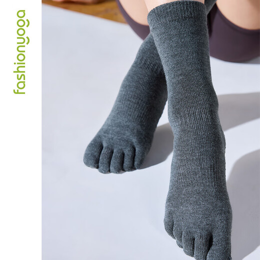 Fansheng Yoga Fitness Five Finger Yoga Socks Pilates Five Toe Half Socks FW043 Dark Gray One Size