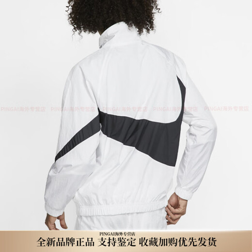 耐克（NIKE）Swoosh大LOGO钩子梭织防风立领休闲运动外套春季亚版男款 白色 S