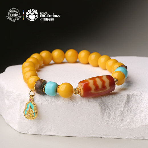 Potala Palace Beeswax Red Flesh Dzi Bead Bracelet Green Pine Agarwood 925 Silver Yellow Wealth Amber Bracelet for Men and Women as a Gift for Boyfriend Beeswax Red Flesh Agate Bead Bracelet
