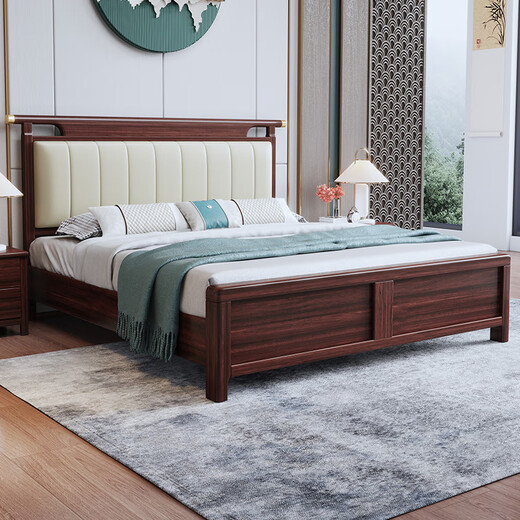 Nanzhu Nouveau lit en bois massif chinois Double 1,8 mètre lit de lit Maîtriseur Lit Soft Hood Full Full Food Dovetail Lit Board 9904 #