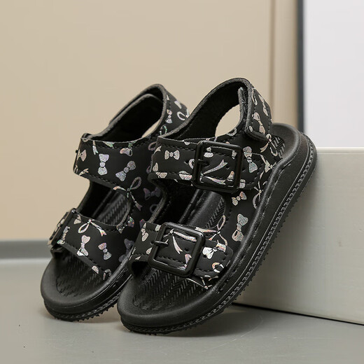 Kindersandalen für Mädchen im Sommer Neue Strandschuhe für Jungen für Jungen Klettverschluss 6-12 Jahre alte Kinder mittelgroße Kinderschuhe Schwarz [SHX] 1098 24