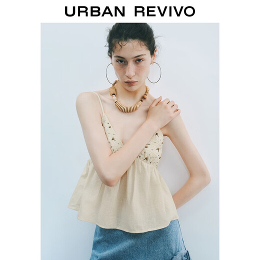 UR2025 Herbst neue Frauenkleidung Retro Wave Sporting Perlen Dekorative V-Ausschnitt-Haltshemd Uyl250087 Beige (vorderer Kragen ist niedrig) s