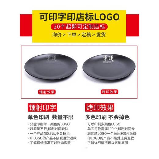 Middle shopkeeper melamine tableware black plate round commercial dining plate hot pot dish barbecue plate barbecue plate barbecue plate ljp1098 10 packs
