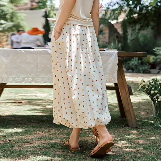 
Olrain Ouruier Point Flower Blossom Skirt Colorful Skirt Rubber Tightening Skirt Women's Summer 2025 New Skirt Polka Dot M 160/68A/M