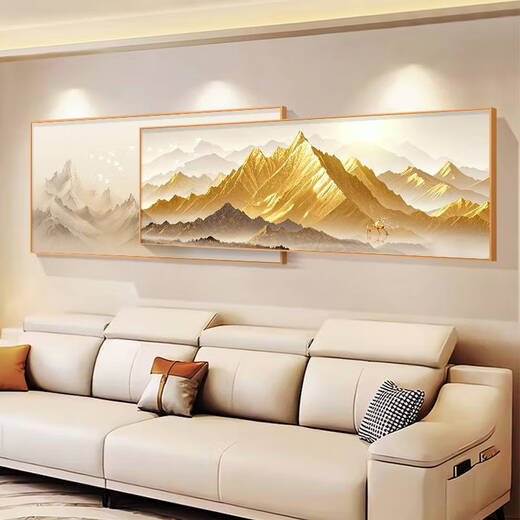 Yonghuan Rizhao Jinshan Salon Sofa Fond Decoration Mur Painting Light Luxury Mural Light Painting convient aux grands peintures suspendues murales blanches. Retour à YouShan C Style 33 * 80 + 26 * 80 = Longueur totale en aluminium